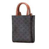 セリーヌ トリオンフ バーティカルカバ ミニ トートバッグ ショルダーバッグ 2WAY ブラック ブラウン PVC レザー レディース CELINE 【中古】